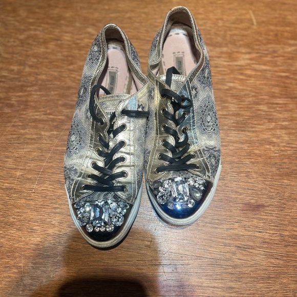 Miu Miu Leather Sneaker with crystals  size 39 - Picture 5 of 5